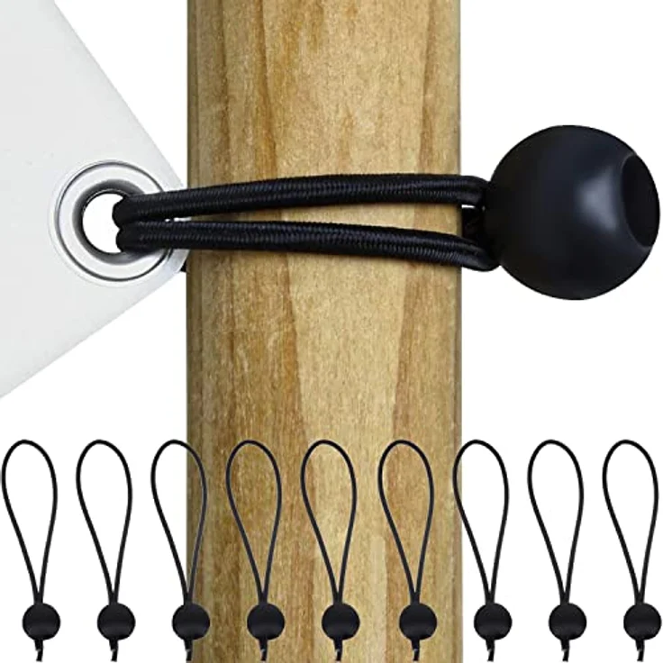 MT MALATEC Spanngummi Planenspanner mit Kugel, Set aus 10 Stück, schwarz, universell einsetzbar für Zelte und Planen – Bild 3