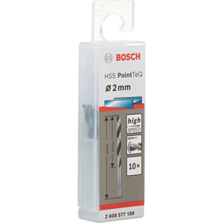Bosch Metallspiralbohrer 2608577188 DIN 338 2,0 mm HSS PointTeQ (10), 1 W, 230 V, Gr – Bild 2