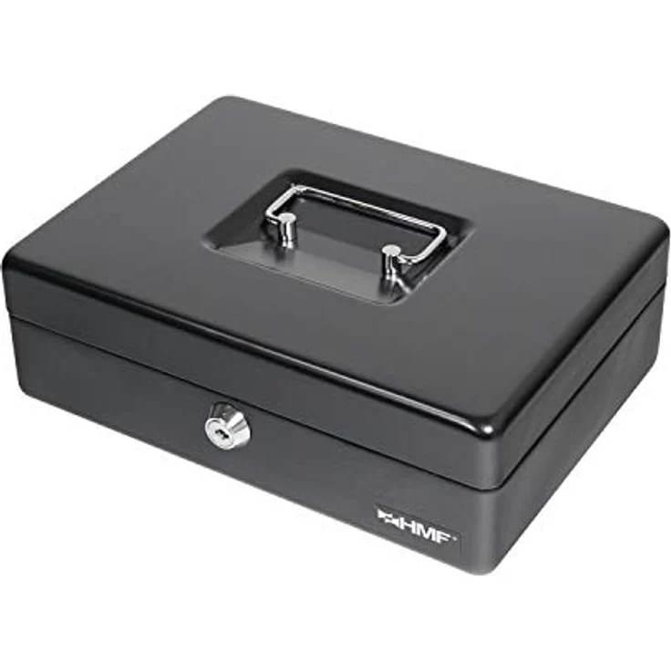 HMF Geldkassette 208, abschließbare Bargeldkasse mit Euro-Münzzählbrett, 25 x 18 x 9 cm, schwarz – Bild 5