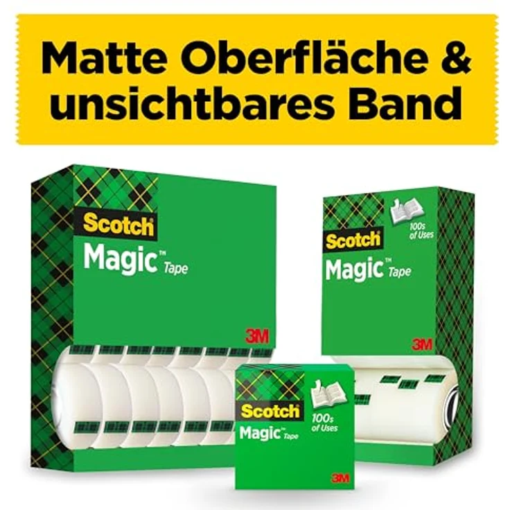 Scotch A81925R3 Klebeband Magic, matt & unsichtbar, 19 mm x 25 m, 3 Rollen – Bild 8