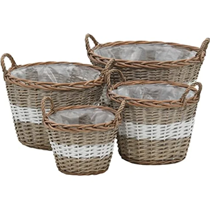 vidaXL 4X Hochbeet Rattan Weide Pflanztopf Pflanzkübel Weidenkorb Blumentopf – Bild 1