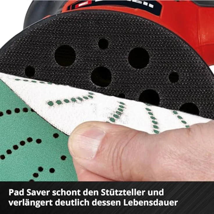 Einhell Schleiftellerschoner, Ø 123 mm, doppelseitige Klettaufnahme, hochbelastbar, optimierte Haftung für 125 mm Exzenterschleifer – Bild 3