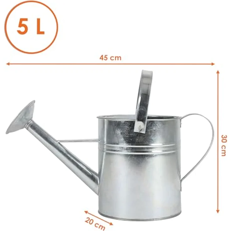 Spetebo Zink Gießkanne 5 Liter, Metall Blumengießkanne mit abnehmbarem Brausekopf für Innen und Außen – Bild 2