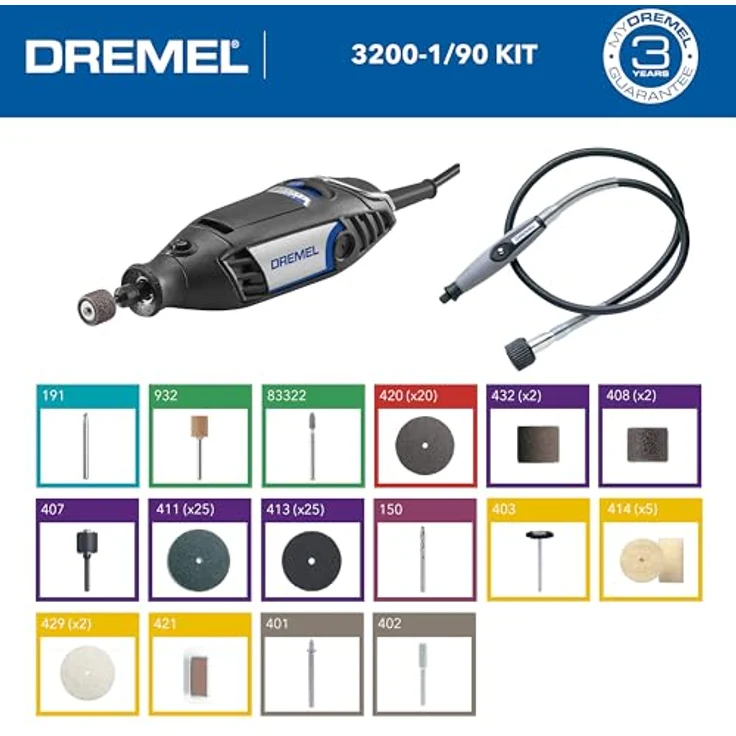 DREMEL 3200-1/90 Multitool, Akku-Multifunktionswerkzeug mit 130-Watt-Motor und 90-tlg. Zubehörset – Bild 2