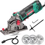 Mini Kreissäge, HYCHIKA Handkreissäge mit 3 Sägeblättern, Skalenlineal, 500W Motor aus reinem Kupfer, 4500RPM, Ideal für Holz-, Weichmetall-, Fliesen- und Kunststoffschnitte