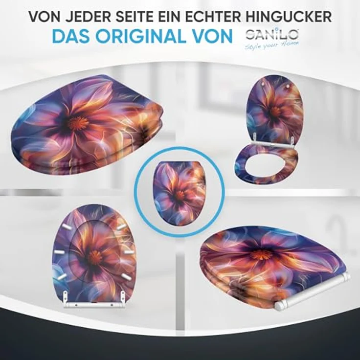 Sanilo WC Sitz Nuvana, mit Absenkautomatik und antibakterieller Beschichtung, 4-seitig bedruckt, Holz, belastbar bis 200 kg – Bild 7