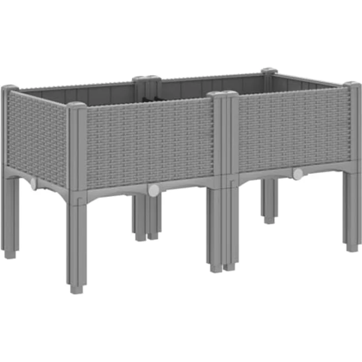 vidaXL Pflanzkasten mit Beinen Hellgrau 80x40x42 cm PP – Bild 5