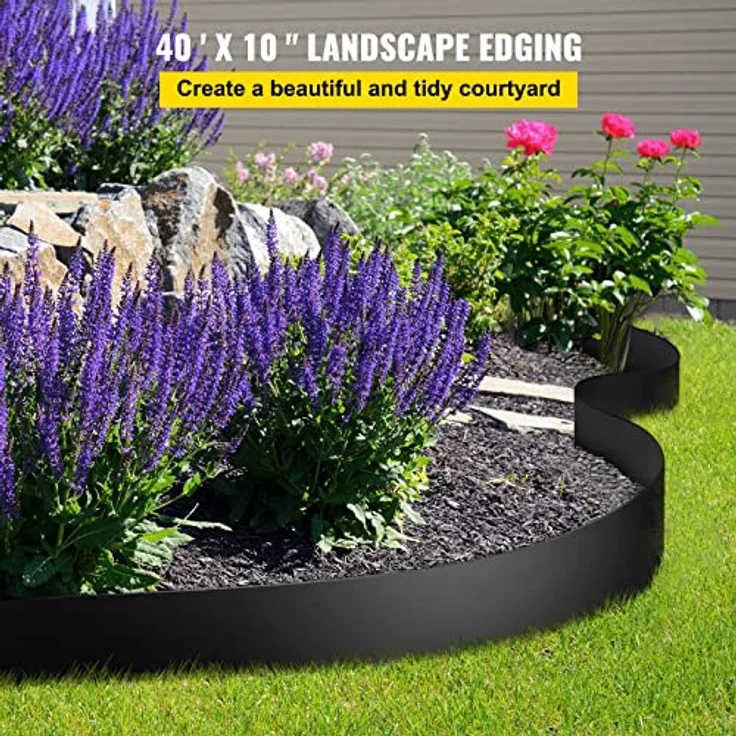 VEVOR Landschaftseinfassung, 25,4 cm Tiefe, 18,3 m Gesamtlänge, HDPE, Flexible Biegekante - Für Landschaftsbau, Rasen, Garten, Hof – Bild 2