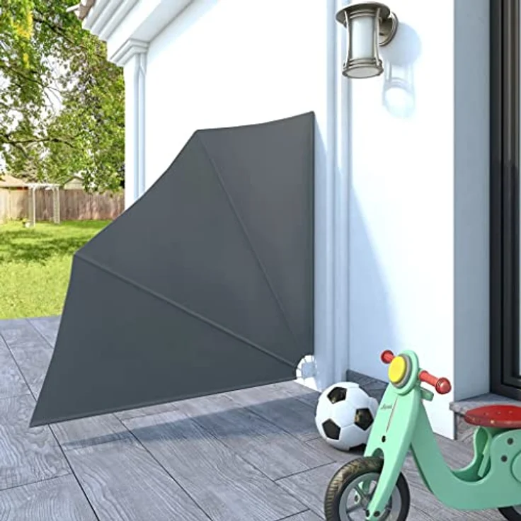 vidaXL Faltbarer Balkonfächer Grau, 140×140 cm, wasser- und schmutzabweisend, UV- und witterungsbeständig, pulverbeschichteter Stahlrahmen – Bild 3