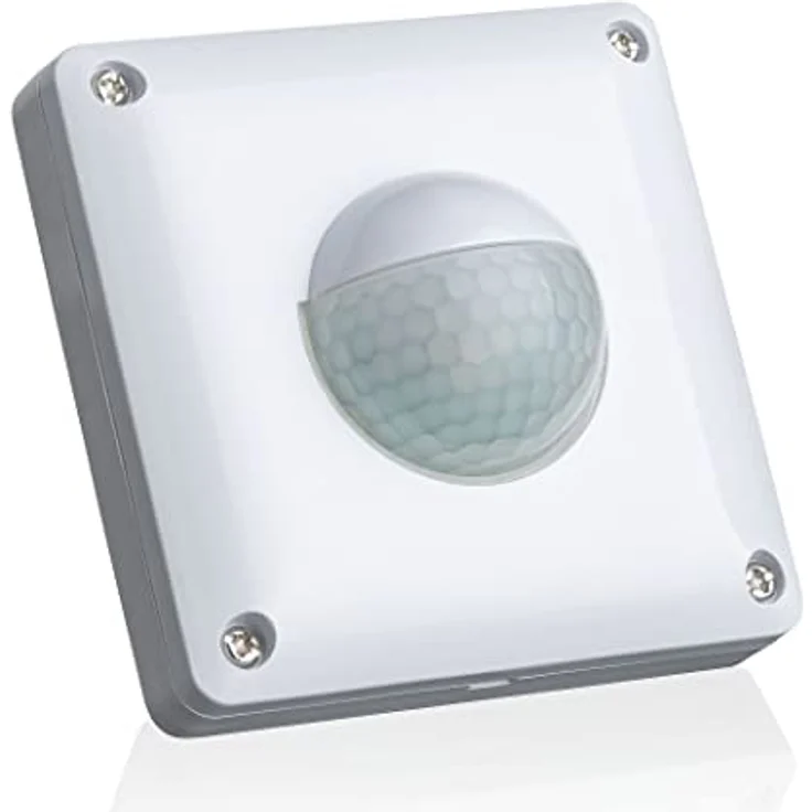 SEBSON Bewegungsmelder Außen IP65 - Unterputz, LED geeignet, Wand Montage, IR Bewegungssensor programmierbar - Einbau 53x53x23mm - Sensor 10m/ 190°, 3-Draht – Bild 1