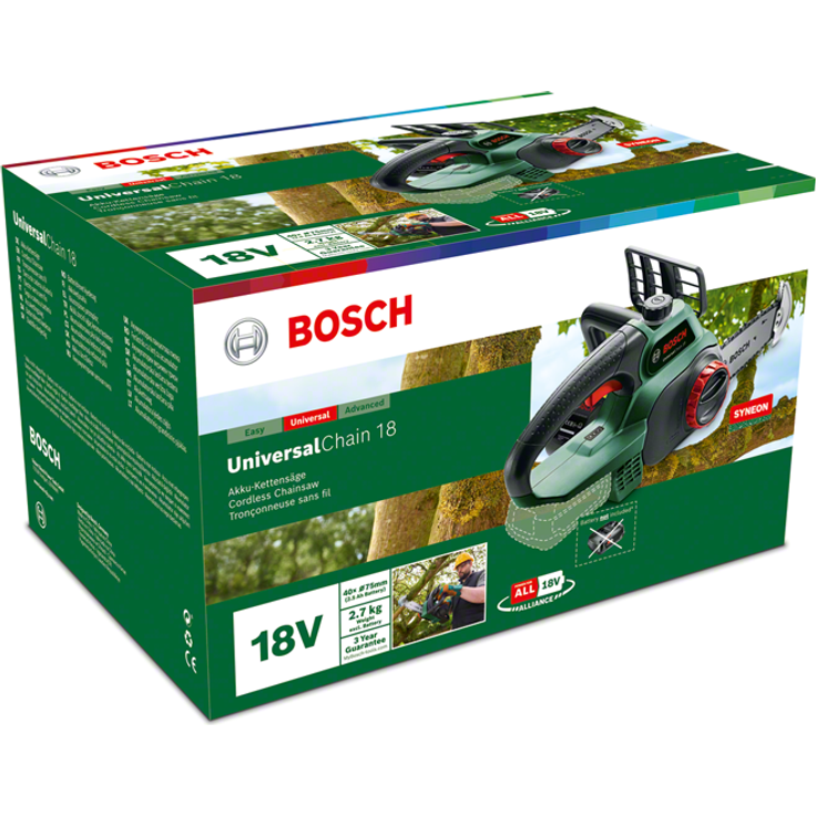 Bosch Universal Chain 18 Akku-Kettensäge 18V POWER FOR ALL 20 cm Schwertlänge ohne Akku und Ladegerät im Karton 06008B8001 – Bild 8