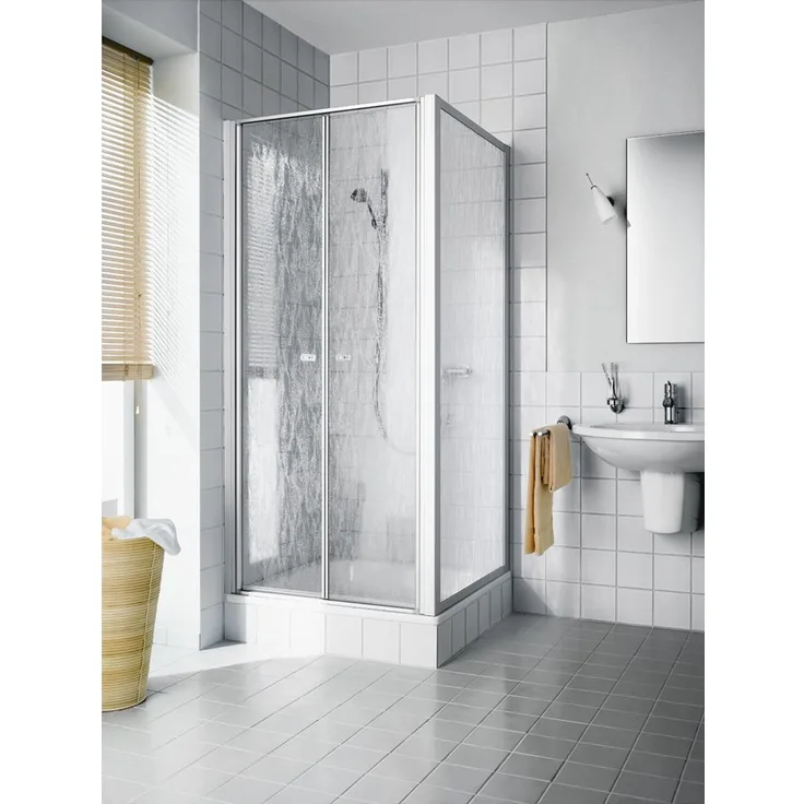 Kermi Pendeltür Nova 2000 PTD 0750x1850 BV, teilgerahmt mit 4 mm Kerolan Fontana Kunststoffglas, Hebe-Senk-Mechanismus, eloxiertes Aluminium, made in Germany