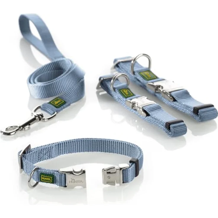 HUNTER Vario-Basic Halsband Aluminium Strong, Größe:M, Farbe:Rauchblau - Strapazierfähiges Hundehalsband für aktive Hunde – Bild 2