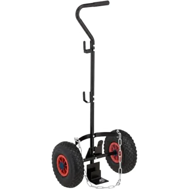 relaxdays Sackkarre Transportwagen für Gasflaschen, schwarz, mit Sicherungskette und Schlauchhaken, Traglast 15 kg – Bild 1