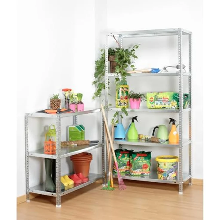 SimonRack Schwerlastregal 200x90x40 cm, Lagerregal mit 6 Fachböden und 100 kg Tragfähigkeit, Weiß - Comfort – Bild 2