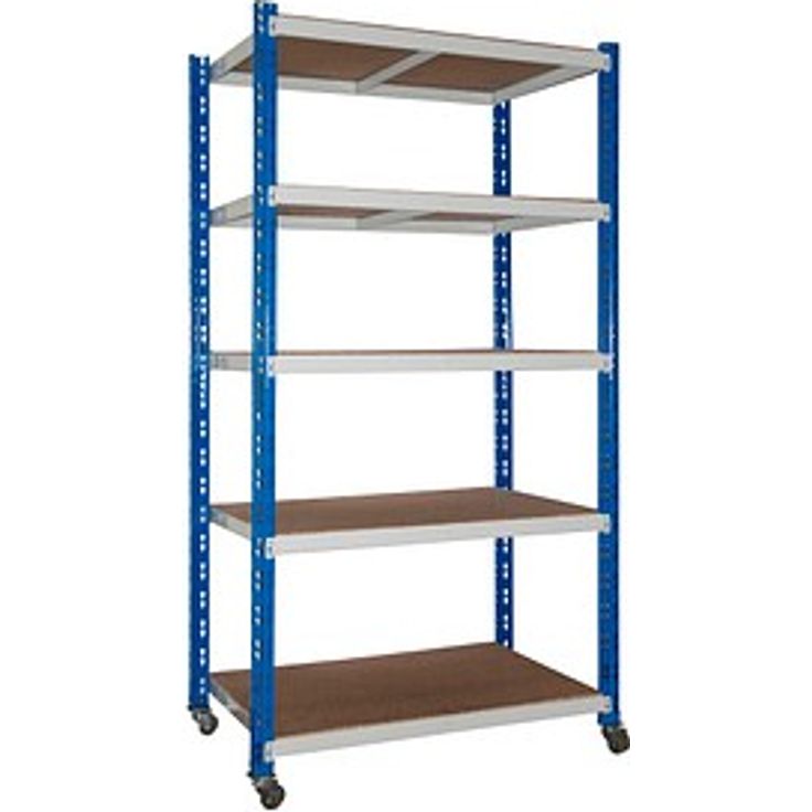 SZ Metall Rollregal 26182-R, lichtgrau, 100 x 60 x 180 cm mit 5 höhenverstellbaren Fachböden und mobil einsetzbar