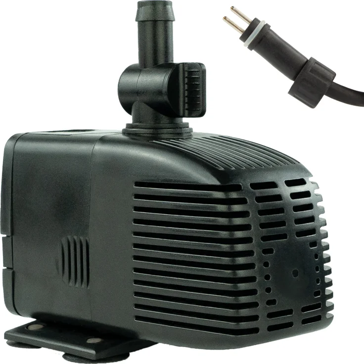 KERRY Ersatz-Teichpumpe ohne Trafo 1000 L/H | 17 Watt AC stromsparend | Vorfilterkammer | 170 cm Förderhöhe | 5m Kabel | Brunnenpumpe | Gartenteichpumpe, Schwarz – Bild 1