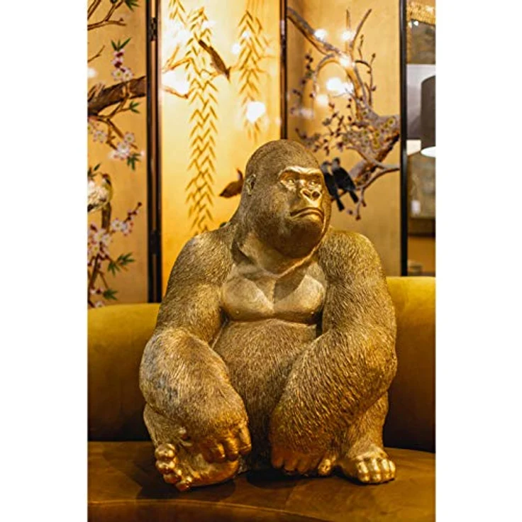 Kare Design Deko Figur Gorilla Side XL Gold, große Dekofigur in Form eines Gorillas, ausgefallene Wohnzimmer Dekoration, Dekofigur Gorilla Gold, Dekoobjekt Affe (H-B-T)76x60x55cm – Bild 3
