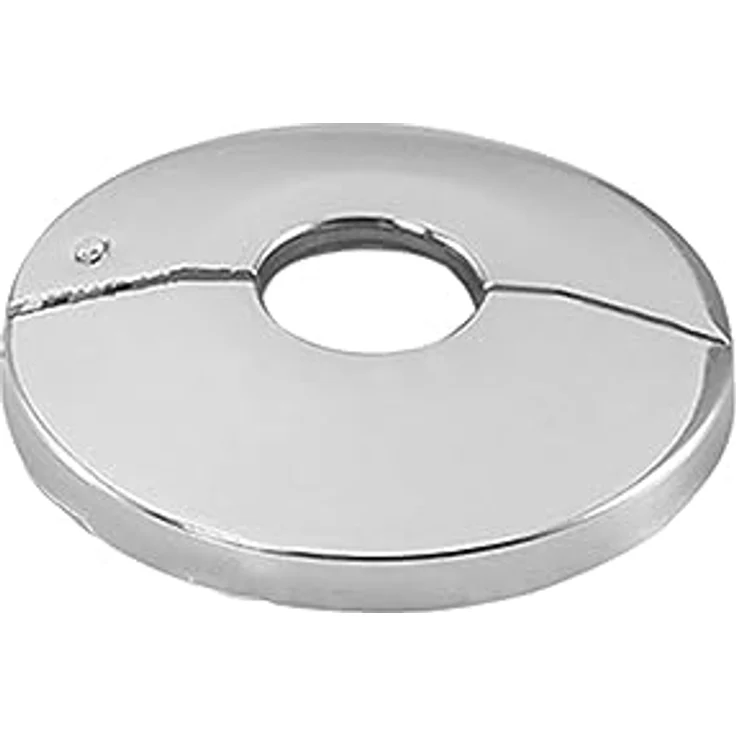 tecuro Scharnierrosette Ø 27 mm x Ø 66 mm x 12 mm - Messing verchromt, zur sauberen Verkleidung von Leitungsrohren und/oder für den Abschluss eines Bodenbelages – Bild 1