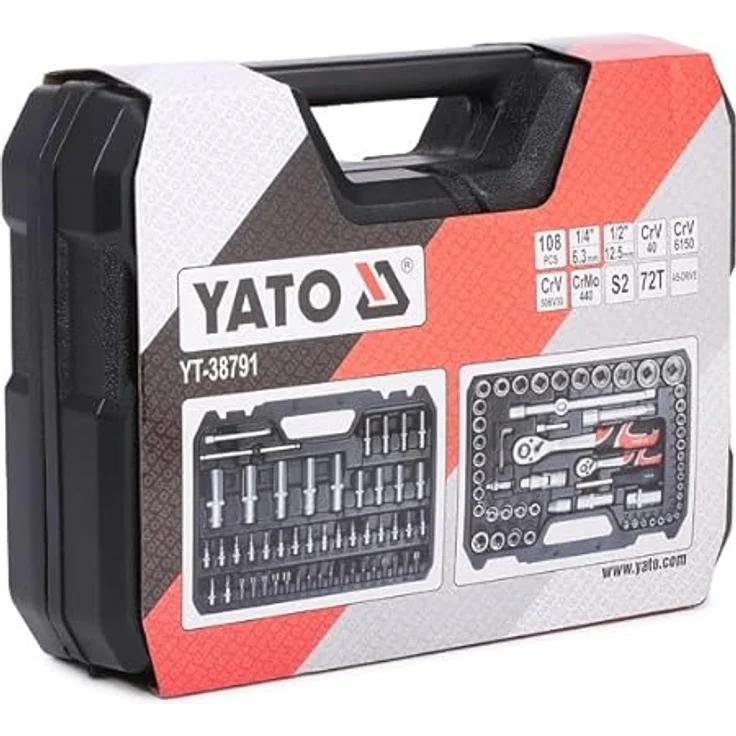 Yato yt-38791, Steckschlüssel-Satz 1/4" und 1/2", 108-teilig im praktischen Werkzeugkoffer – Bild 2