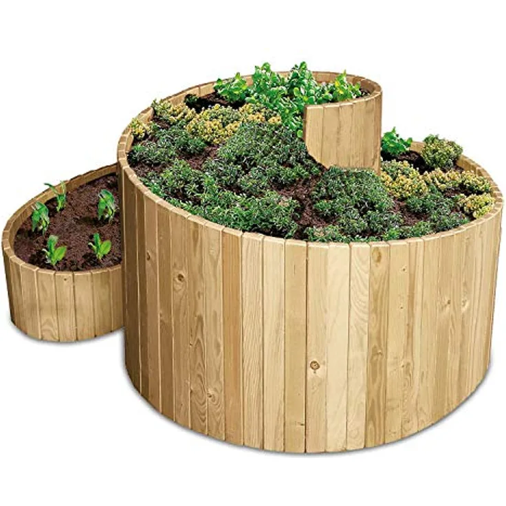 bellissa Kräuterspirale Holz - 95480 - Kräuterschnecke aus Nadelholz - Vormontierter Bausatz inkl. Trennfolie - 120 x 120 x 20/80 cm