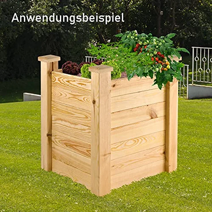 Dema Holz Hochbeet Pflanzbeet Blumenbeet Pflanzenbeet Gartenbeet Kiefer Antonie 63x63x77 cm – Bild 2