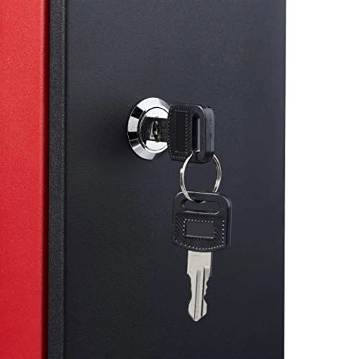 Relaxdays Briefkasten rot modern Zweifarben Design, DIN-A4 Einwurf, Stahl, groß, HxBxT: 33 x 35 x 12,5 cm, schwarz-rot – Bild 5