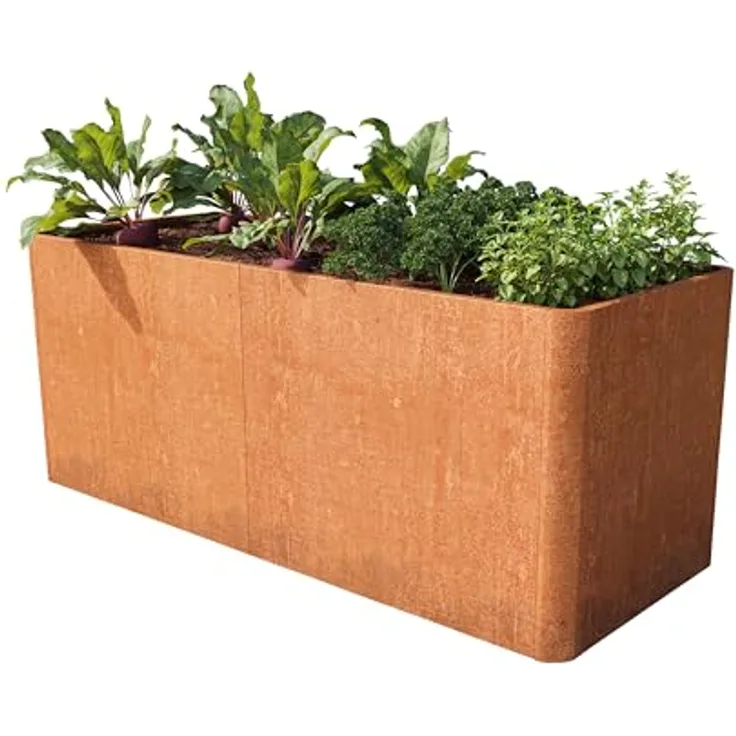 GFP Hochbeet PRIMEYARD Mario 200x80x60 cm, Rost-Optik, Cortenstahl, ergonomische Arbeitshaltung
