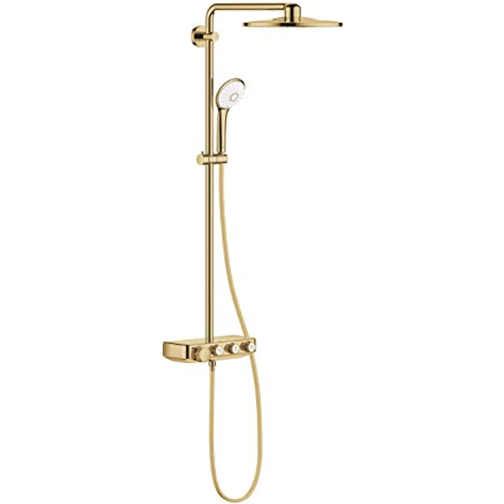 GROHE SmartActive 310 Multijet THM Duo Duschsystem, eingebautes Thermostat, 3-strahlig, Antikalk-System, Euphoria-Serie, gold glänzend, 59,6 x 31 x 110 cm (Ref.: 26507GL0) – Bild 1