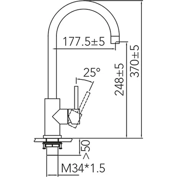 CARESSI Küchenarmatur CABL002I, Wassersparende U-Form mit Kartusche, Edelstahl – Bild 2