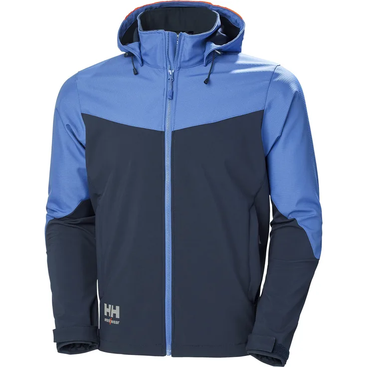 Helly Hansen workwear Arbeitsjacke Helly Hansen Softshelljacke Oxford, Bequeme Regen- und Windjacke mit verlängertem Rücken, blau