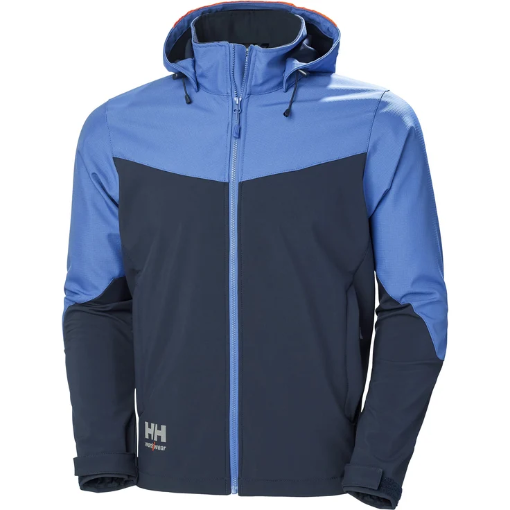 Helly Hansen workwear Arbeitsjacke Helly Hansen Softshelljacke Oxford, Bequeme Regen- und Windjacke mit verlängertem Rücken, blau – Bild 1