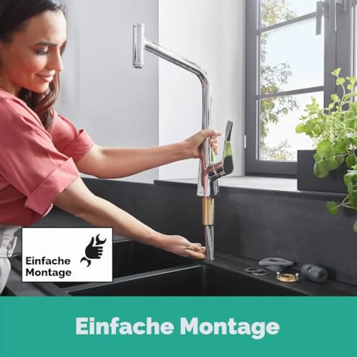 hansgrohe 320 Metris Select M71, Einhebel-Küchenmischer mit ausziehbarem Auslauf und SoftStart Technologie, Chrom – Bild 5