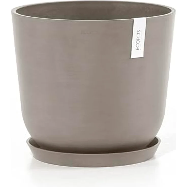 Ecopots Decolines 35 cm Ø Taupe Kunststoff-Blumentöpfe | Wetterfeste Blumentöpfe für Balkon und Terrasse – Bild 6