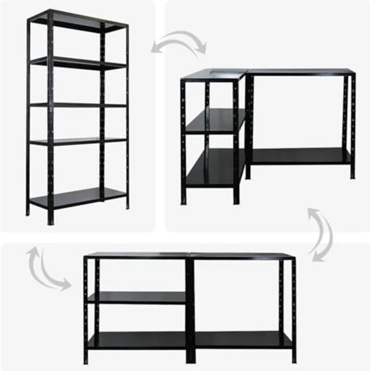Proregal Schwerlastregal Ares, 180 x 90 x 40 cm, 5 Böden, Traglast 125 kg pro Boden, Schwarz – Bild 5
