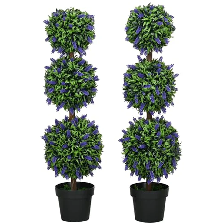 HOMCOM Kunst-Lavendelbaum, 110 cm gro, UV-bestndig, Kunstpflanze im  Zementtopf fr Innen- und Auenbereich, 2er Set: Tests, Infos &  Preisvergleich