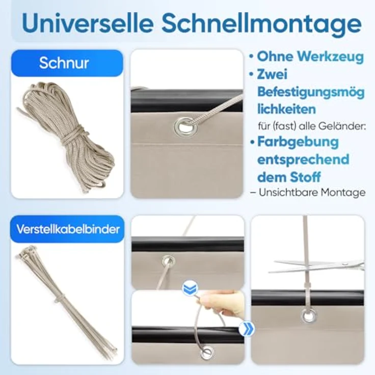 Balkonsichtschutz 100% Polyester Oxford-Gewebe, 100% undurchsichtig Taupe 90x300 cm – Bild 5