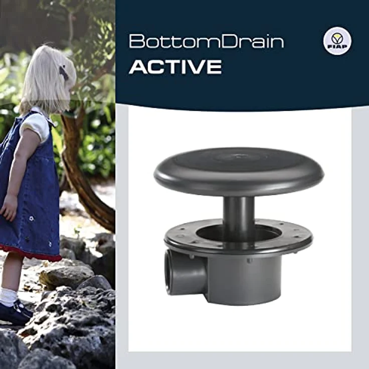 FIAP BottomDrain ACTIVE 50, Bodenablauf mit Kammer und Bogen, schweres Modell aus ABS Kunststoff, Folienflansch, innere Klebeverbindung Ø 50 mm – Bild 2