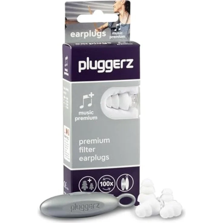 Pluggerz Ohrstöpsel Music Premium Doppelpack mit Spezial-Filter, Silikon, über 100x wiederverwendbar, Aufbewahrungsbox, antiallergisches Material – Bild 1