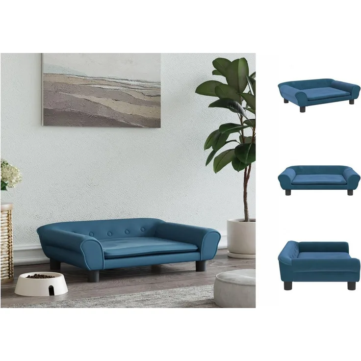 vidaXL Hundebett Blau 70x48x22 cm Samt Körbchen Hundesofa Orthopädisch & Stilvoll