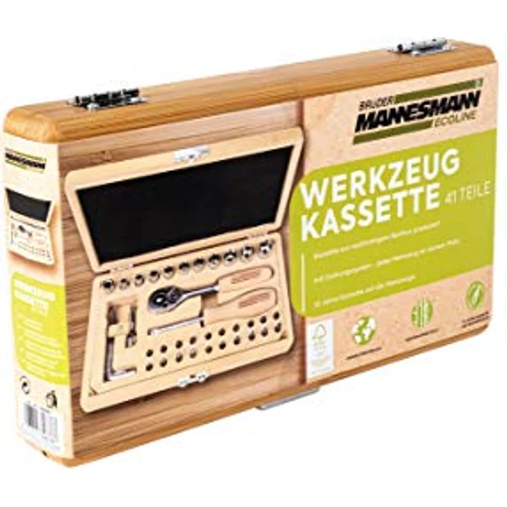 Brüder Mannesmann Werkzeugsatz im Bambuskoffer, 41-tlg – Bild 2