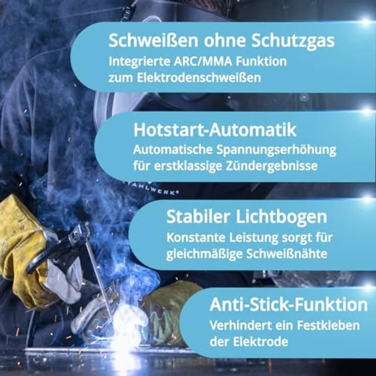 STAHLWERK CTM-250 Puls Pro, 6-in-1 Schutzgasschweißgerät mit 200 Ampere und Plasmaschneider, IP21S, 15,7 kg – Bild 8