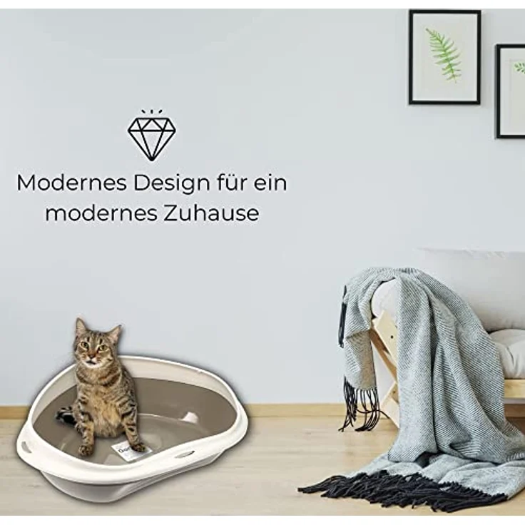 GarPet Katzenklo Ecke klein Eck Katzentoilette mit Rand ohne Deckel offen grau Katzen WC Ecktoilette – Bild 5