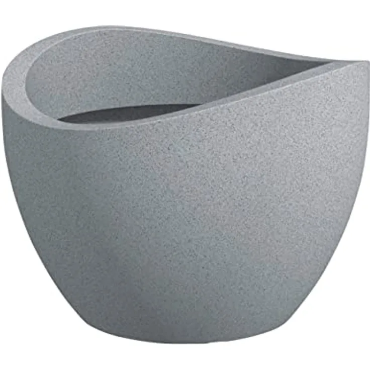 Scheurich Wave Globe 30, Pflanzgefäß/Blumentopf/Pflanzkübel, rund, Farbe: Stony Grey, hergestellt mit recyceltem Kunststoff, 10 Jahre Garantie, für den Außenbereich
