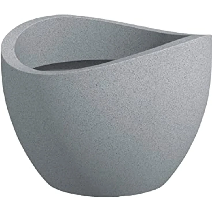 Scheurich Wave Globe 30, Pflanzgefäß/Blumentopf/Pflanzkübel, rund, Farbe: Stony Grey, hergestellt mit recyceltem Kunststoff, 10 Jahre Garantie, für den Außenbereich – Bild 1