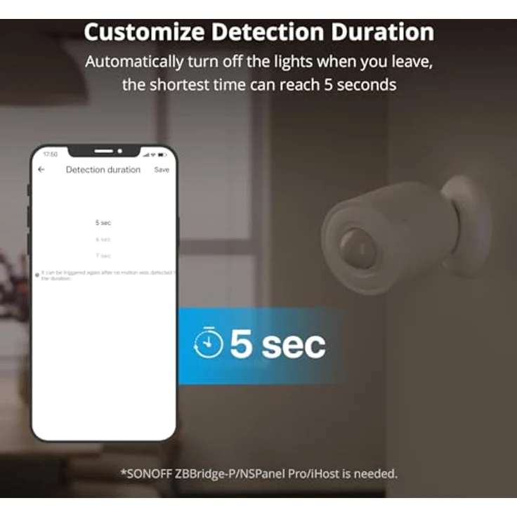 SONOFF SNZB-03P Zigbee Smart Bewegungsmelder, Zigbee3.0 Drahtloser Bewegungssensor, Einstellbare Erkennungszeit Intervalleinstellung, für Alarmanlage und Smart Home – Bild 5