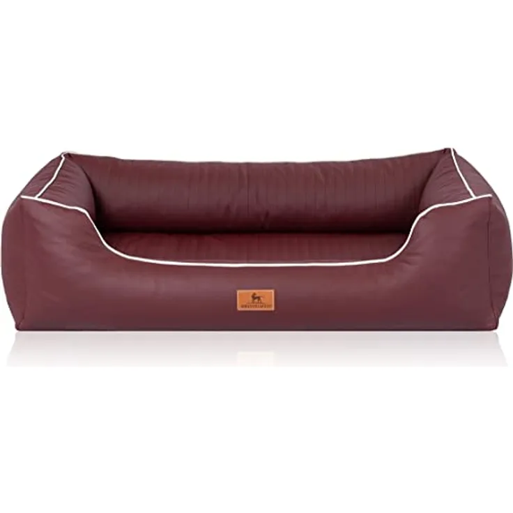 Knuffelwuff orthopädisches Hundebett aus Kunstleder Lovelock M-L 85 x 63cm Weinrot