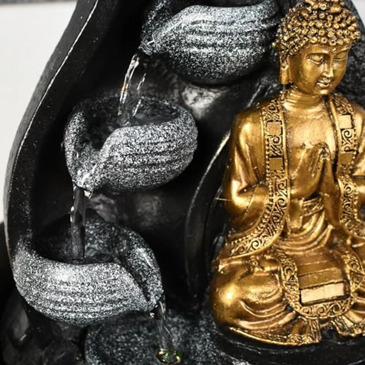 Zen Light Praya Zimmerbrunnen mit Pumpe und LED-Beleuchtung, Kunstharz, Einheitsgröße – Bild 16