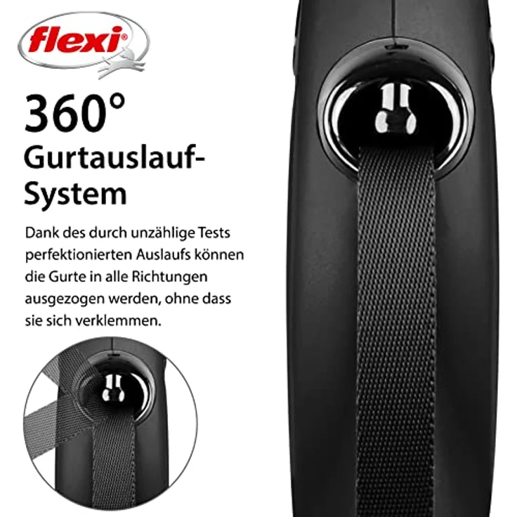 flexi New CLASSIC Gurt-Rollleine schwarz L – 5m – Bild 4