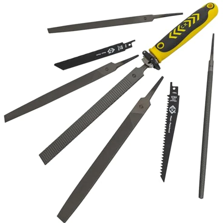 C.K Multifunktions Sägen und Feilen Satz, Mehrzweck-Set mit Schnellwechselvorrichtung und 8 Zoll Feilen für Metall, Holz, Kunststoff und Gipskarton – Bild 2